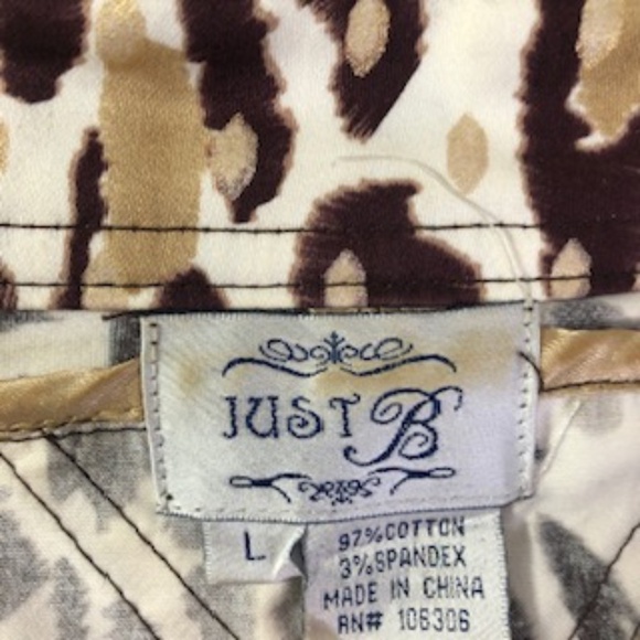 Just B Zip/Snap Drawstring Collar Animal Print Wide Sleeve Jacket Size L - Picture 12 of 12